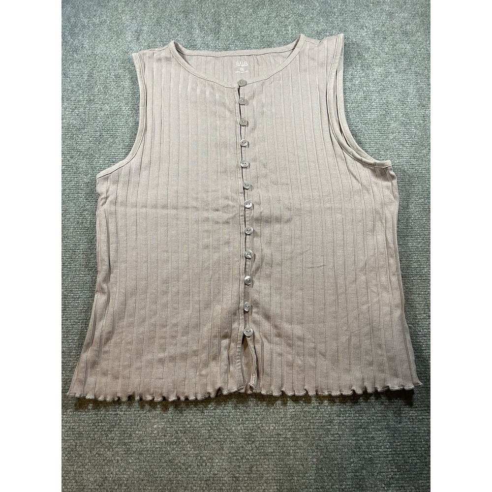 a.n.a (A New Approach) Ribbed Sleeveless Button-Front Tank Top XXL